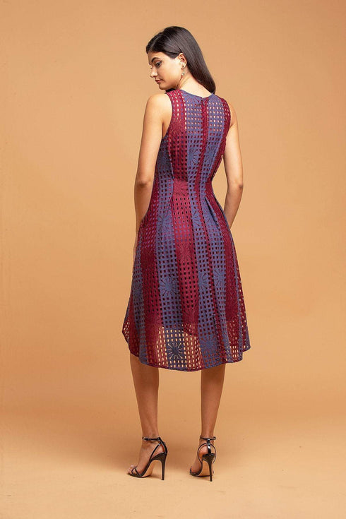Samantha Dress - Navy+Burgundy Lace